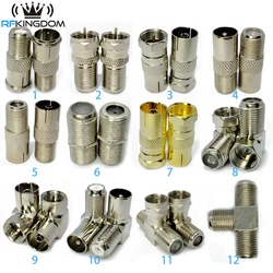 RF Coaxial Adapter F to TV Male Female IEC 90 Degree Right Angle Straight F-TV Connector 3 Way Spliter