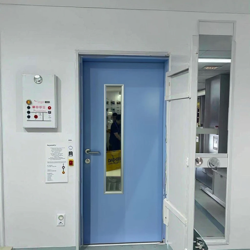 현대적인 디자인의 병원용 음압 클린룸 도어, 내부 이중 슬라이딩 아연 도금 강철 클린룸 도어