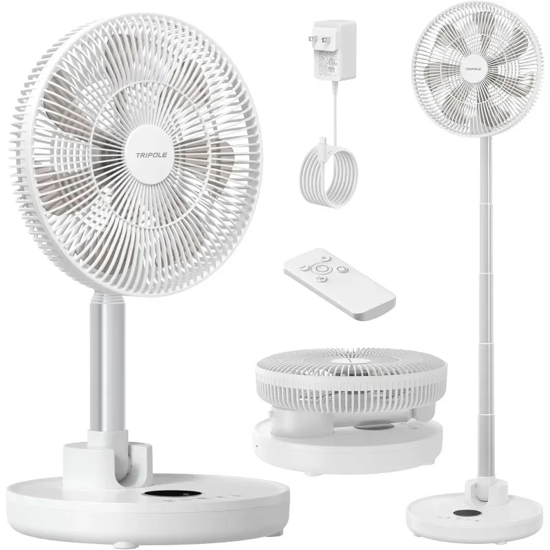 

TriPole Standing Oscillating Pedestal Fan, Rechargeable Battery Operated Quiet Height Adjustable Floor Fan with Remote Timer