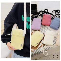 New Canvas Mobile Phone Bag Women's Mini Crossbody Bag Shoulder Bag Vertical Key Mobile Phone Pouch Portable Coin Purse Wallet