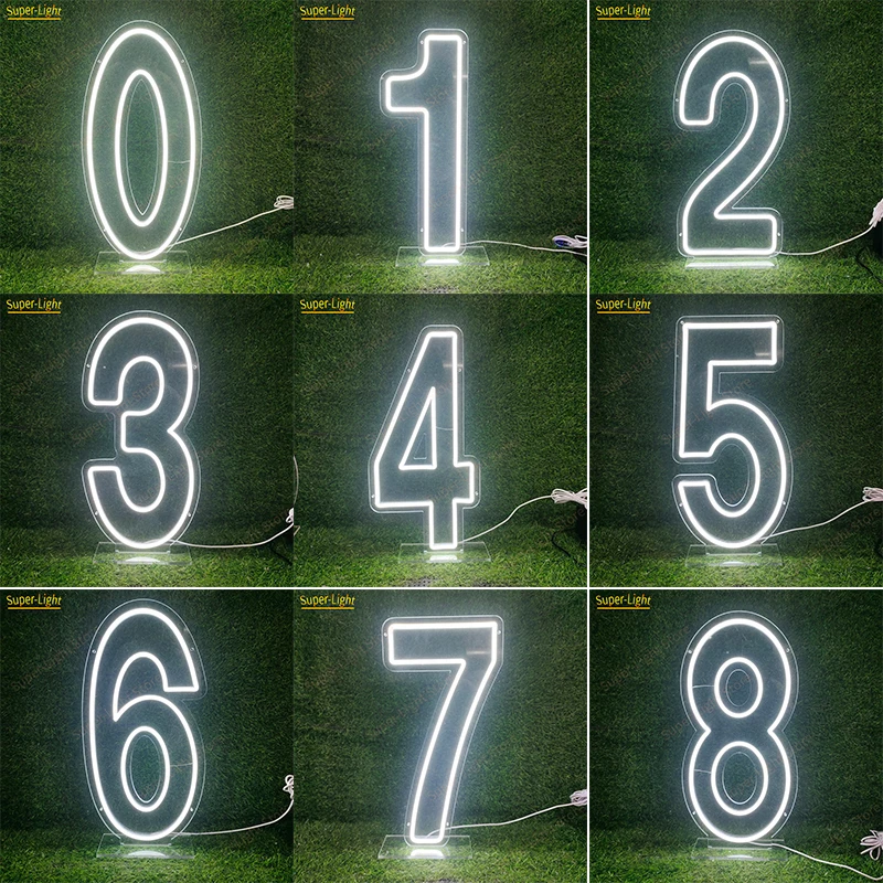 Big 2.9ft/90cm High RGB Numbers Set 0 1 2 3 4 5 6 7 8 9 Digital Neon Signs for Birthday Party LED Light Up Signs Wedding Decor