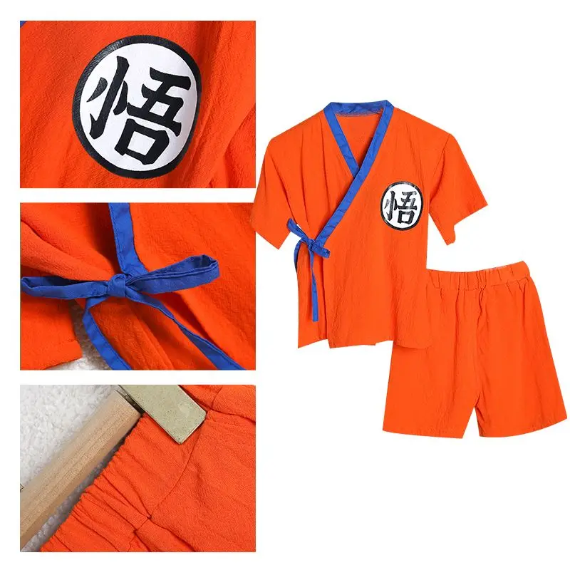 Dragon Ball anime Goku boy and girl children\'s home clothing pajama set sweat steamed clothing cosplay two-piece set