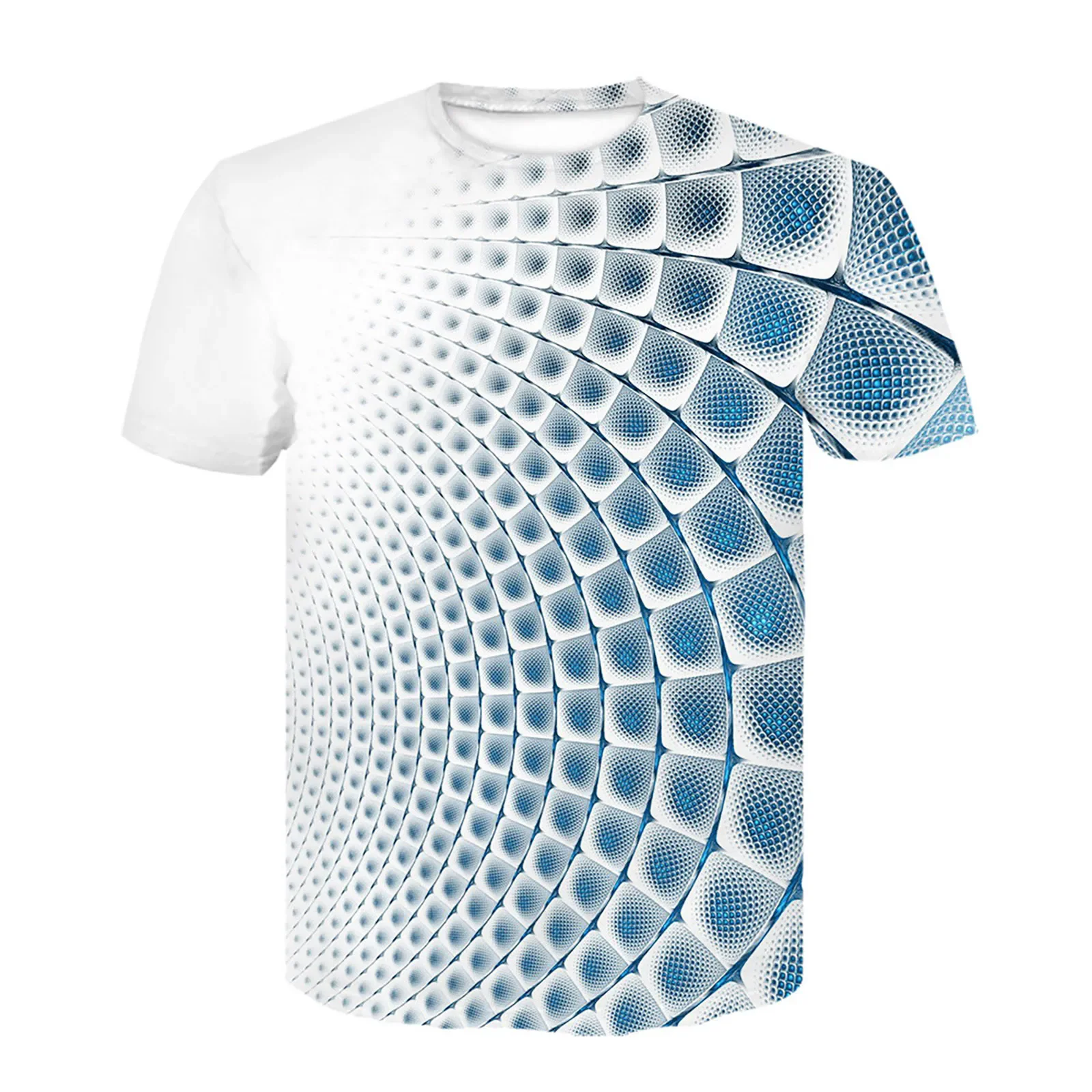 Summer men's new short sleeved 3D printed pattern dizzy fashion trend street casual versatile T-shirt plus size round neck shor