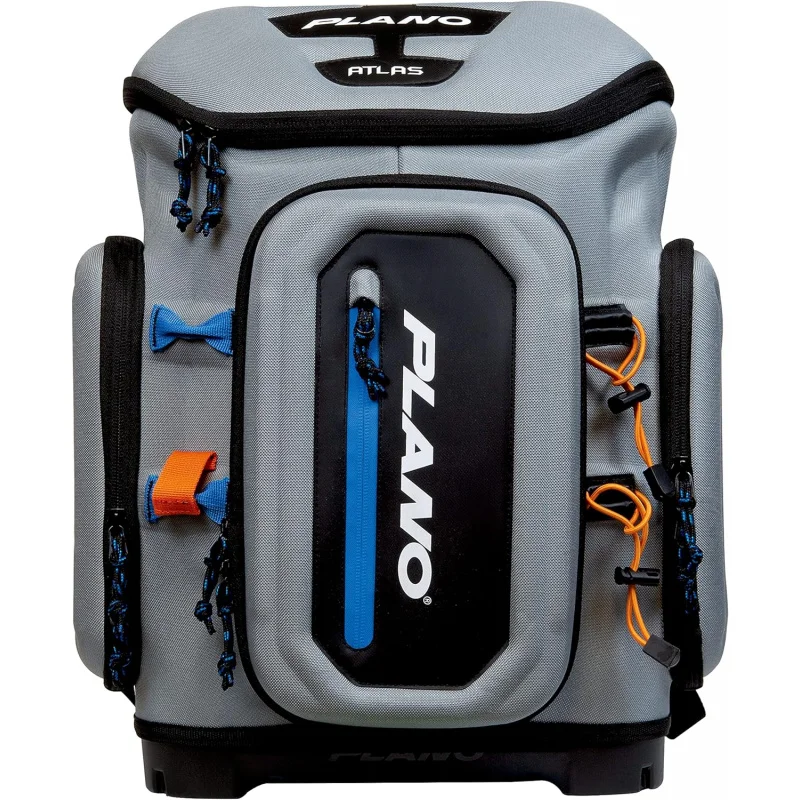 Flat Atlas 3700 Tackle Fishing Backpack,Gray EVA Material,Includes 3 3750 StowAway Utility Boxes for Worms,& Baits,Waterproof