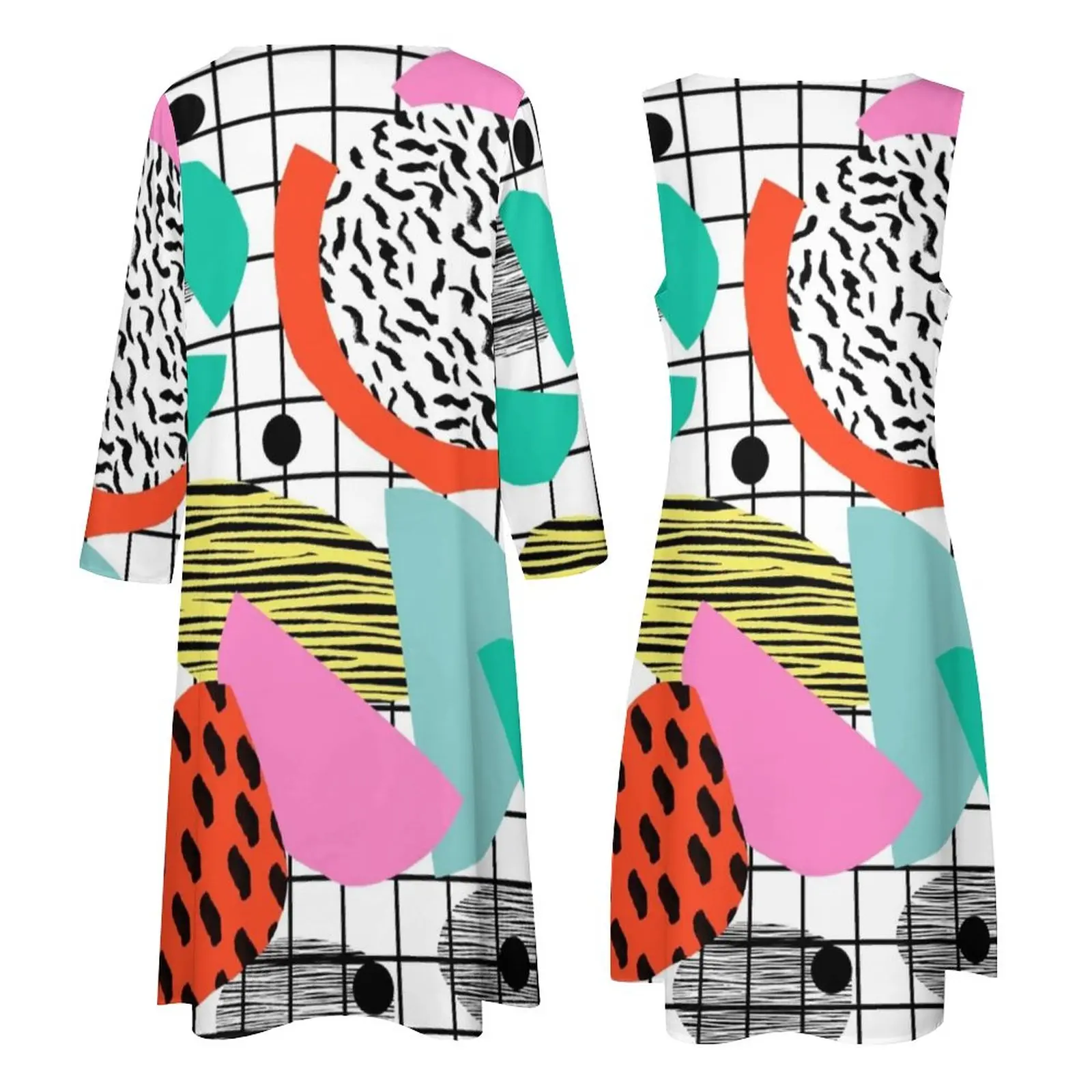 Memphis pop-art jurk tweedelige jaren '80 stijl retro geruite esthetische boho strand lange jurken vrouwelijke kawaii maxi jurk cadeau idee