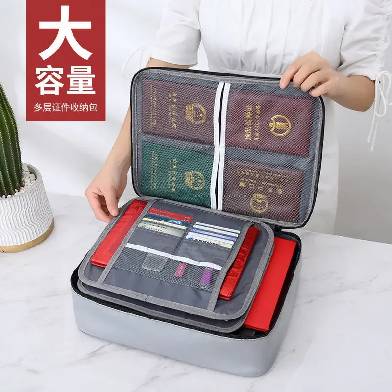 Fireproof Certificate Storage Bag Important Document Box Passport Holder Waterproof Finishing Bag