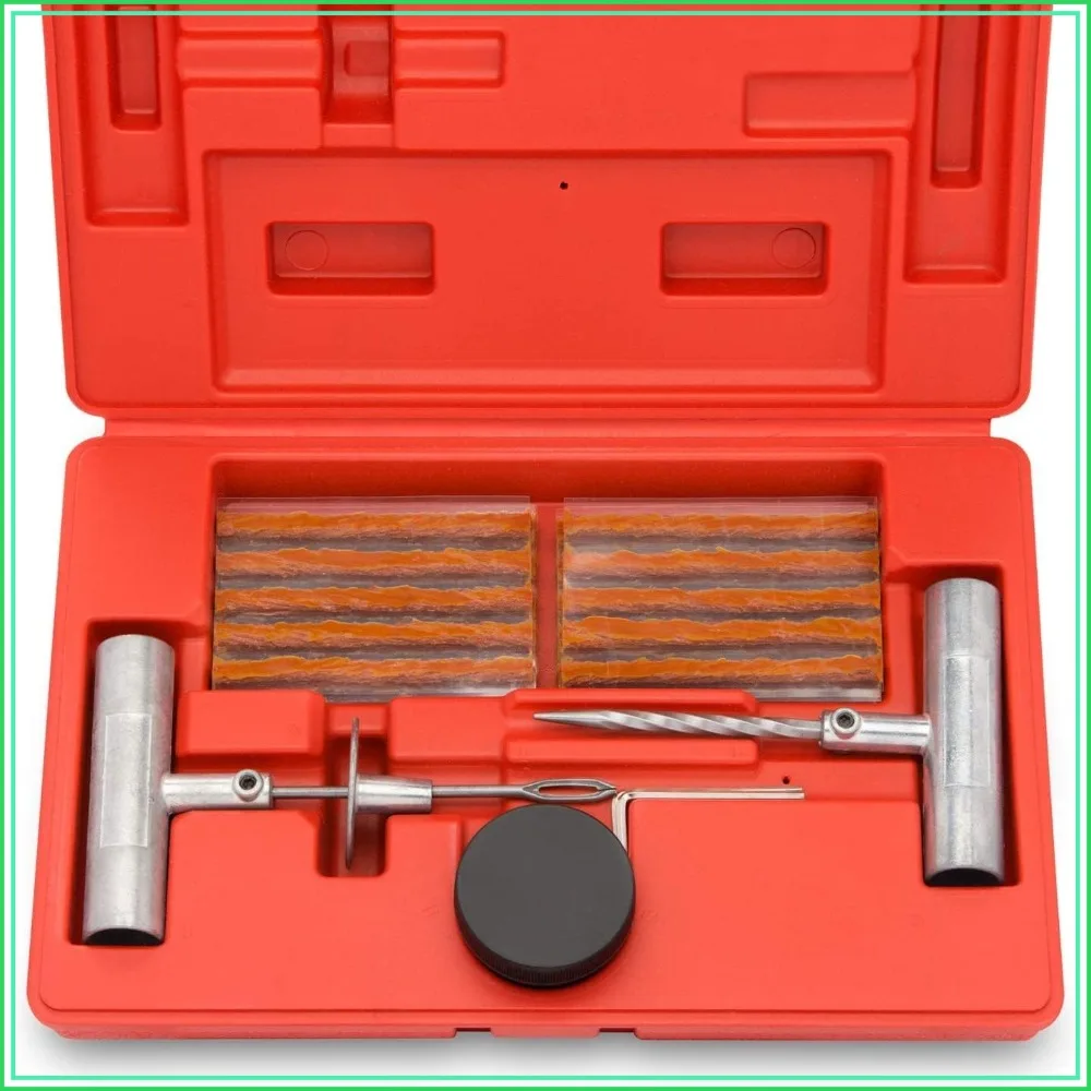 Heavy Duty Tire Repair Kit - 35 Piece Set for Cars, Trucks, Motorcycles, ATV - Quick Fix for Flat Tires
