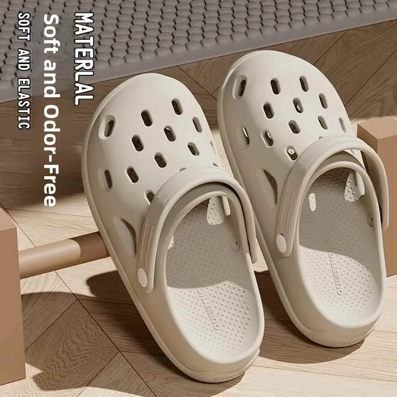 

Men's Thick Bottom Sandals Summer Outdoor Wear 2025 New Anti-Slip Beach Shoes Head Cover Slippers Women Couples Hollow out Ca...