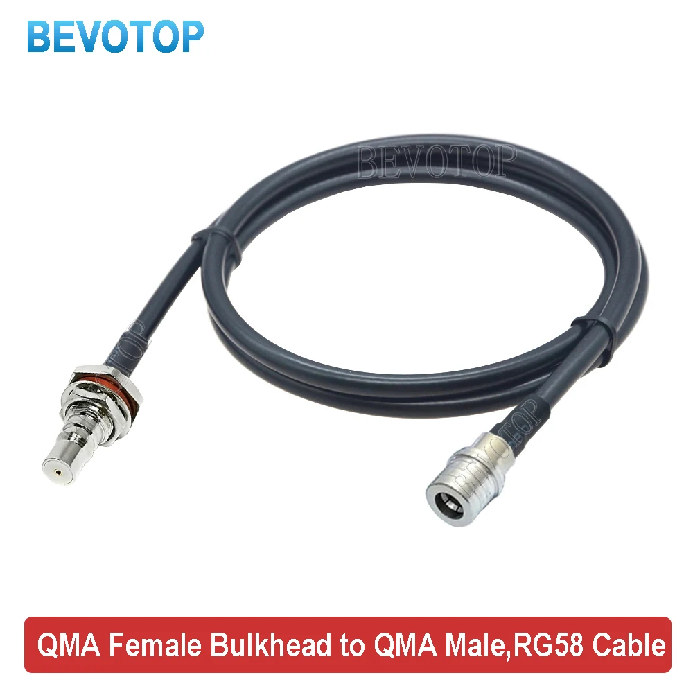 1PCS RG58 QMA Cable QMA Male to QMA Female Jack Bulkhead 50 Ohm Low Loss RG-58 RF Coaxial Pigtail Jumper BEVOTOP