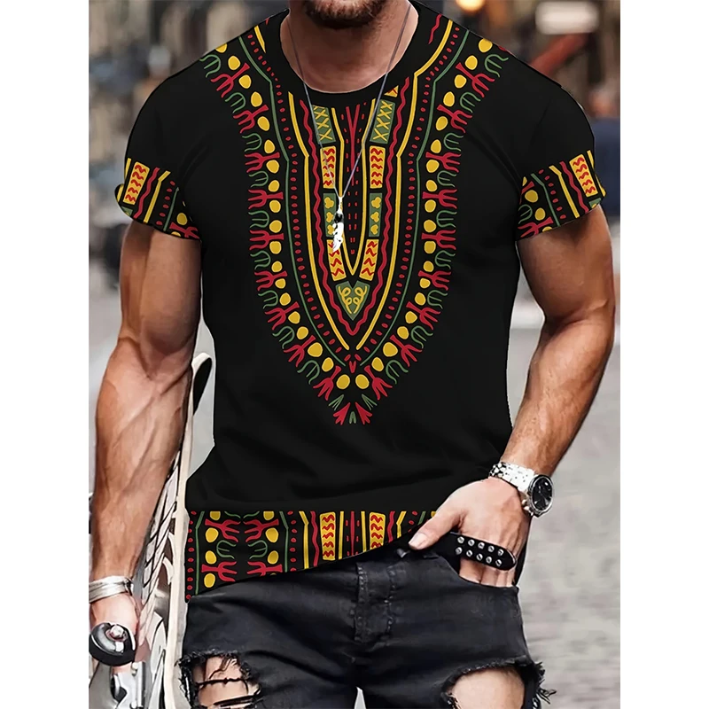 African Ethnic Style T-Shirts Tribal Dashiki 3D Print Men\'s Women Short Sleeve T Shirt Oversized Harajuku Y2k Tops Tees Clothing