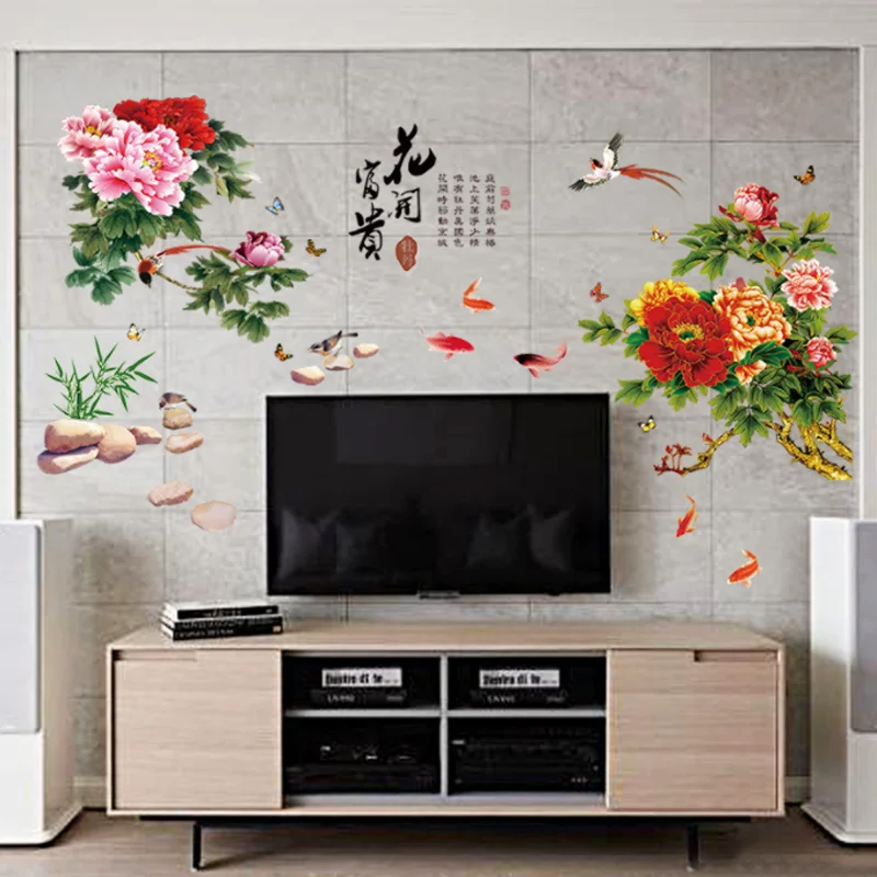 60*90cm Cute Rich Flowers Stickers DIY Stereo Glass Wall Stickers Bedroom Decoration Stickers Self-adhesive Wallpaper Stationery