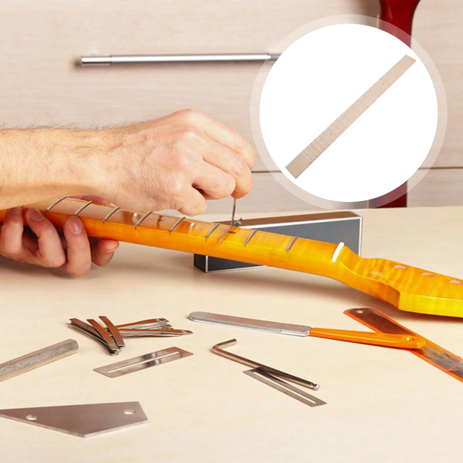 

Electric Guitar Fingerboard Maplewood Durable Stylish Dot Fret Markers Multi-Style Music Guitar Replacement Fingerboard Supply