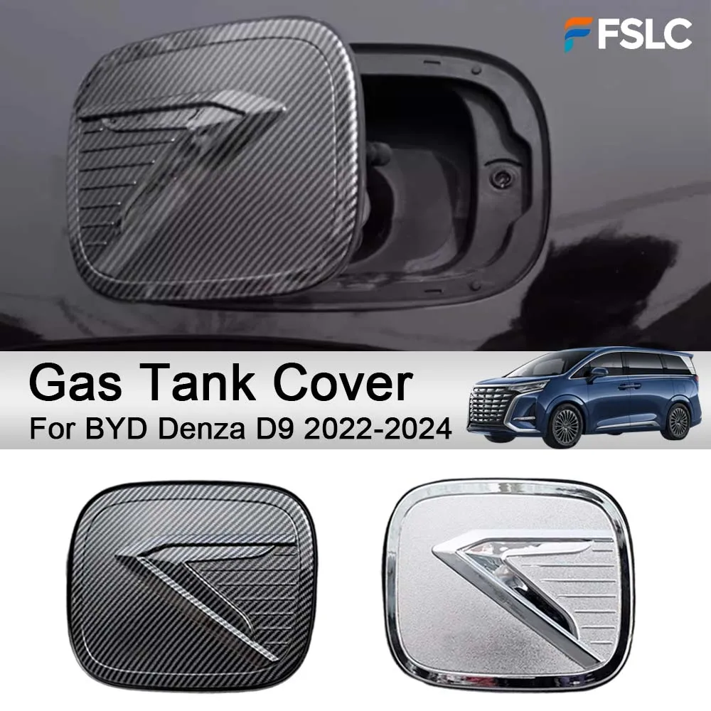 

Cars Accessories Gas Tank Cover For BYD Denza D9 2022-2024 Carbon Fiber Silver Car Decoration Styling Stickers Upgrade