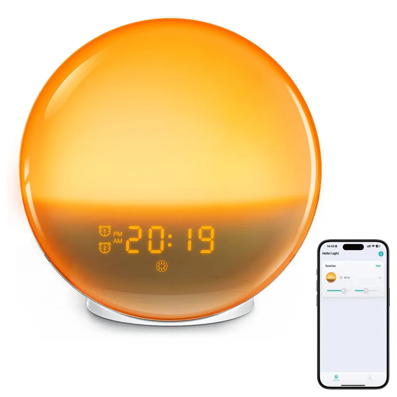 Sunrise-Sunset Simulation Wake-Up Light - LED Colorful Ambient Night Light Alarm Clock for  Sleep