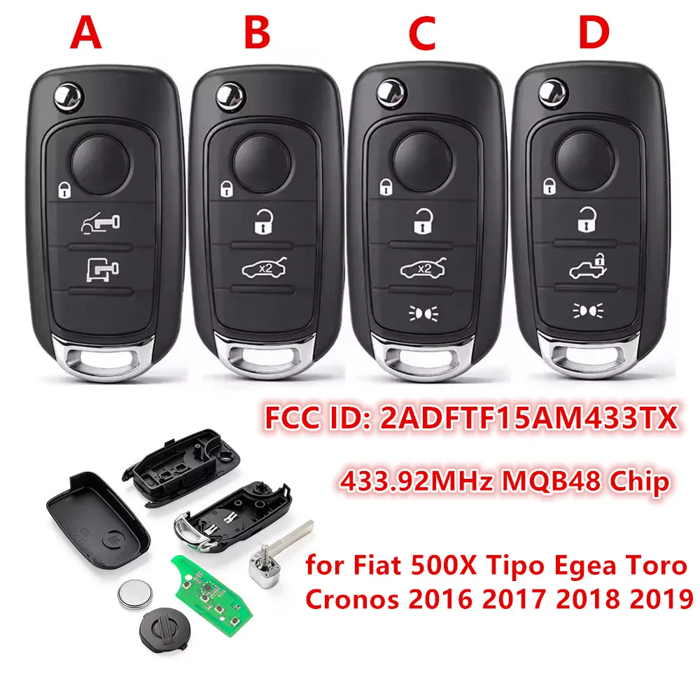 2ADFTF15AM433TX für Fiat 500X Tipo Egea Toro Cronos 2016 2017 2018 2019 Smart Key Fernbedienung MQB48 Chip 433,92MHz FI5FM433TX – Detail 1