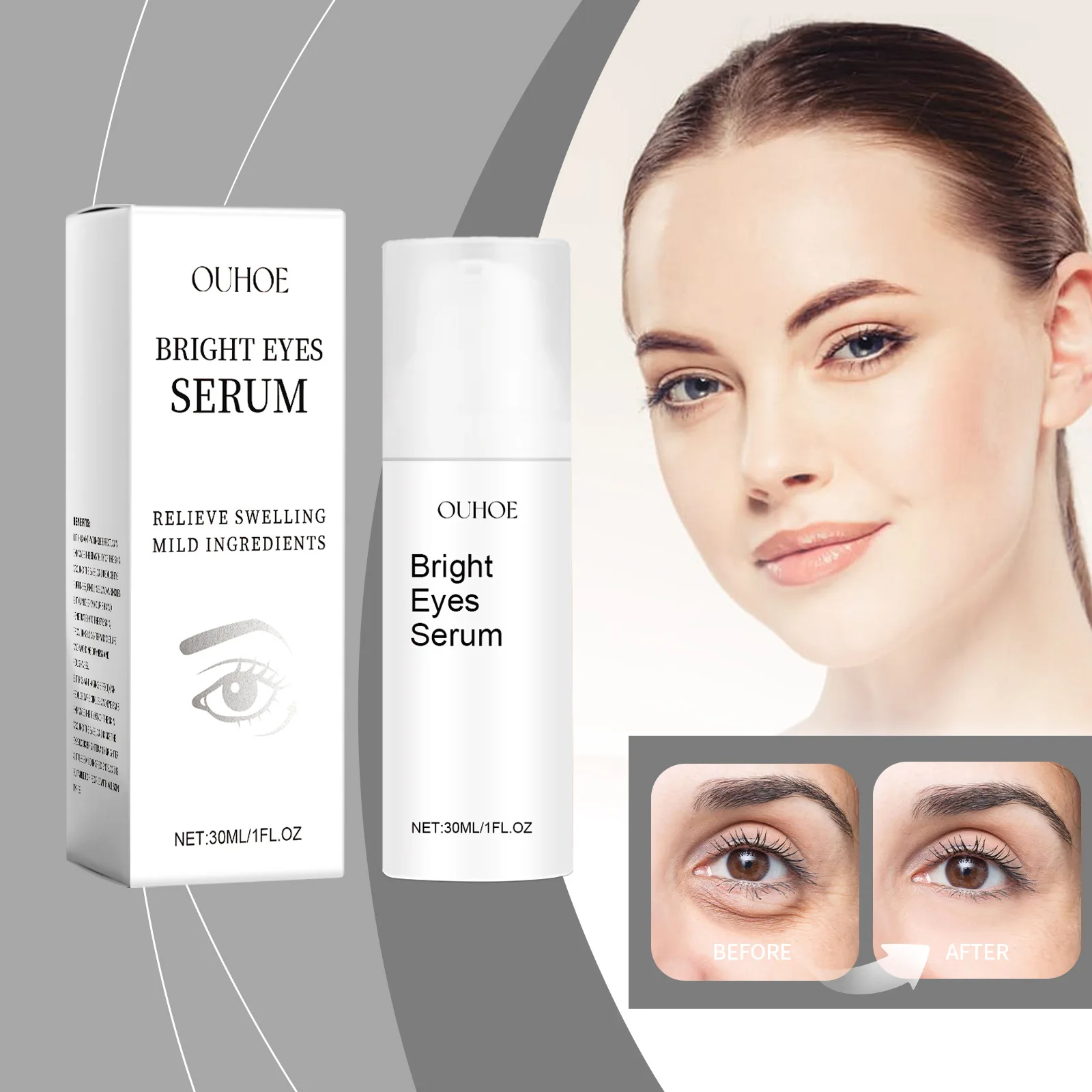 OUHOE Eye Serum Moisturizing and Hydrating Firming The Skin Around The Eyes Fading Fine Lines Eye Bags Moisturizing Eye Serum