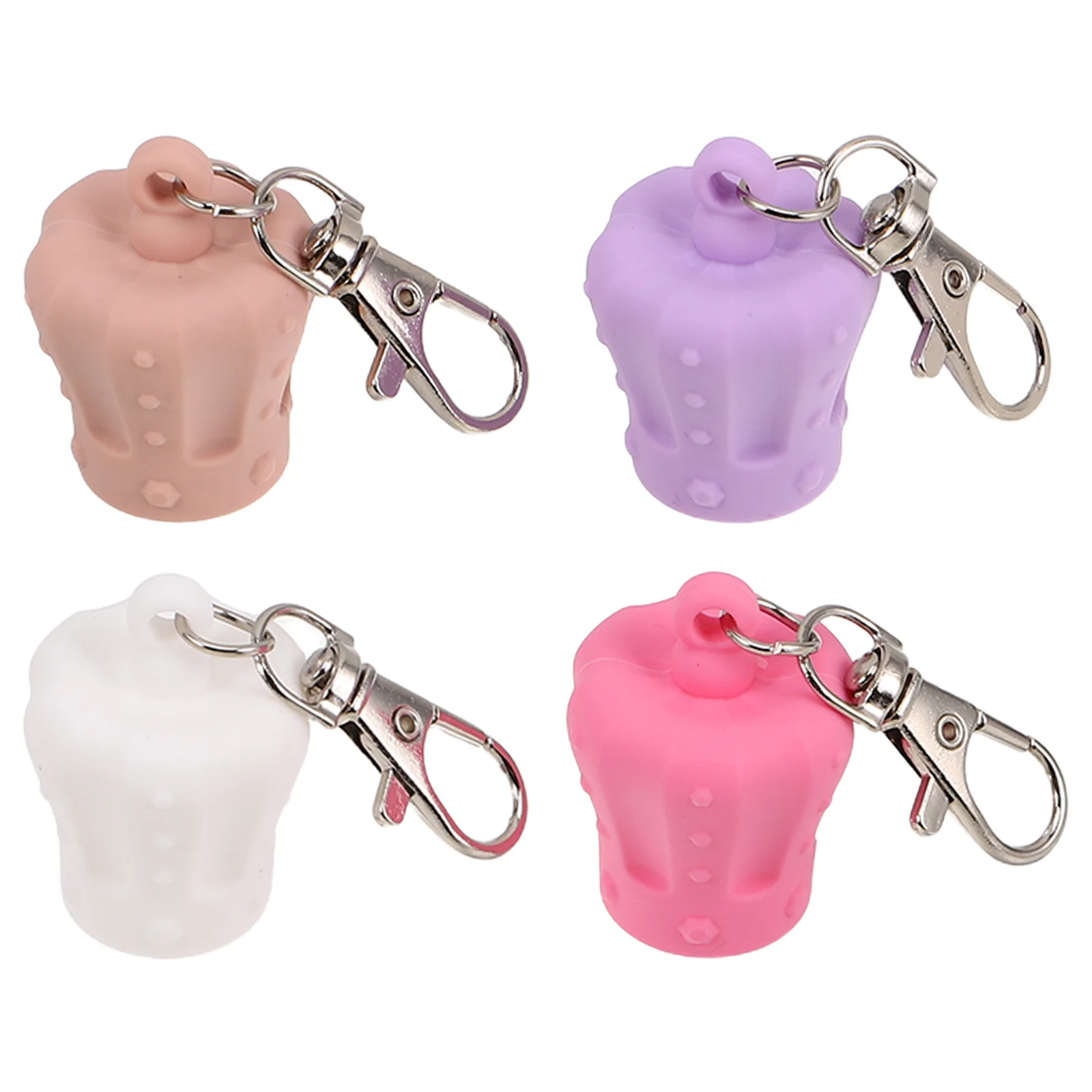 

4Pcs Silicone Lip Gloss Keychain Holder Replacement Covers Leakproof Portable Clip for Lip Balm Silicone Replacement Lids