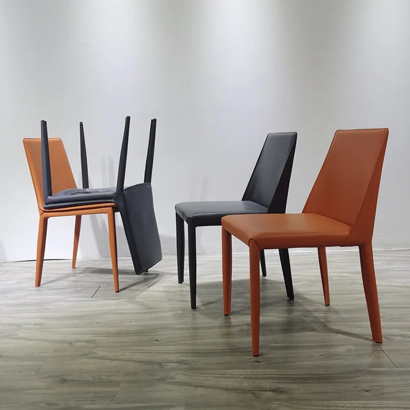 Saddle leather chair household light luxury saddle chair book chair loft industrial style hotel restaurant designer Nordic dinin