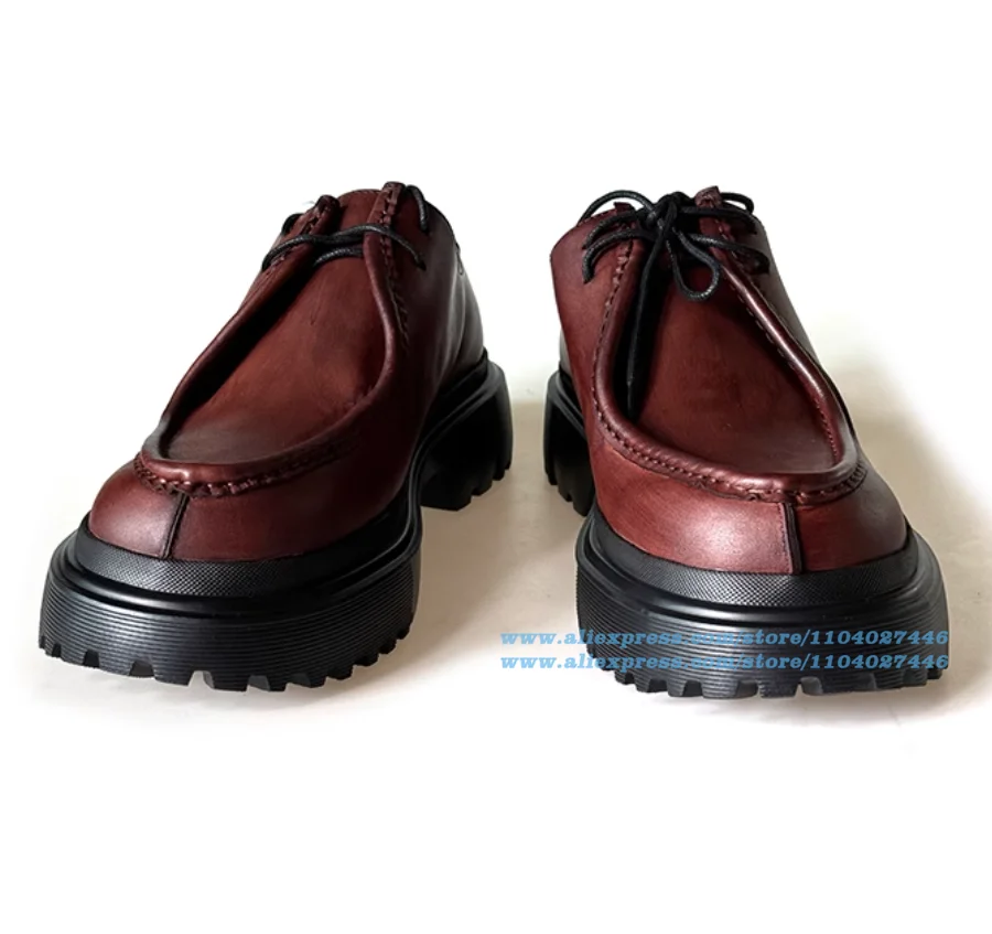

Thick-Soled Derby Shoes Low-Cut Lace-Up Men's Shoes Wear-Resistant Dress Shoes Trendy Luxury Handmade Shoe Men's Shoes