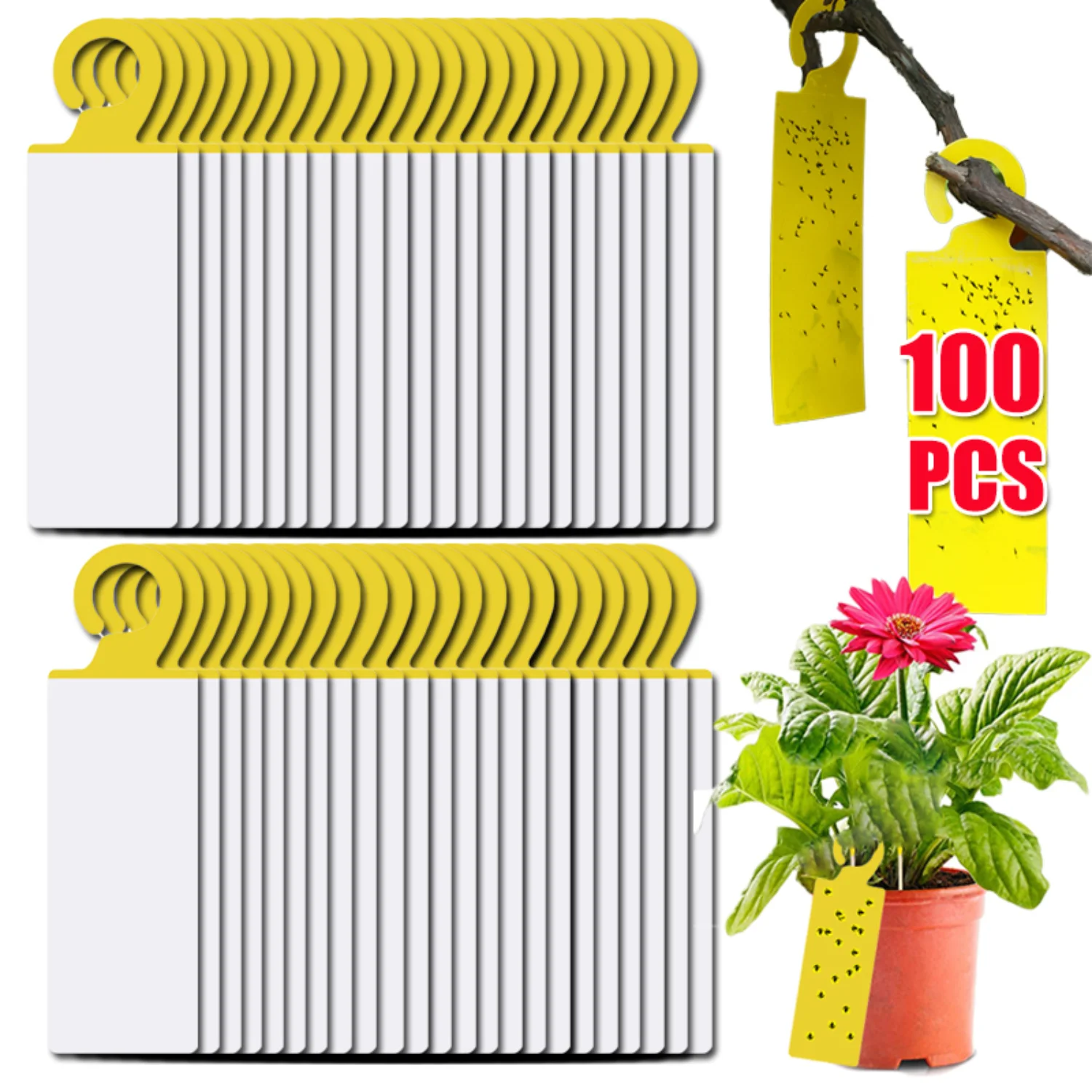 Trampas para insectos voladores adhesivas fuertes, tableros colectores de insectos adhesivos reutilizables para huerto, suministros de jardinería para invernadero, 10-100 Uds.