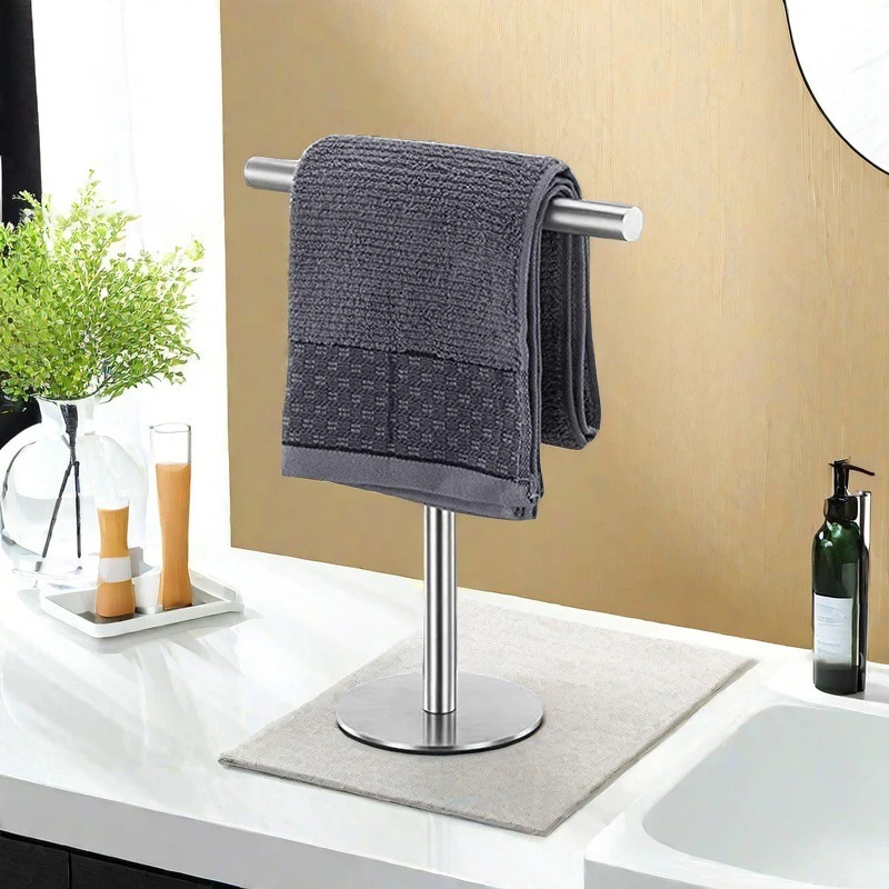 

Countertop Hand Towel Holder Mordern T-Shape Towel Rack Vanity Watch Jewelry Storage Organizer for Bathroom Kitchen Accessories