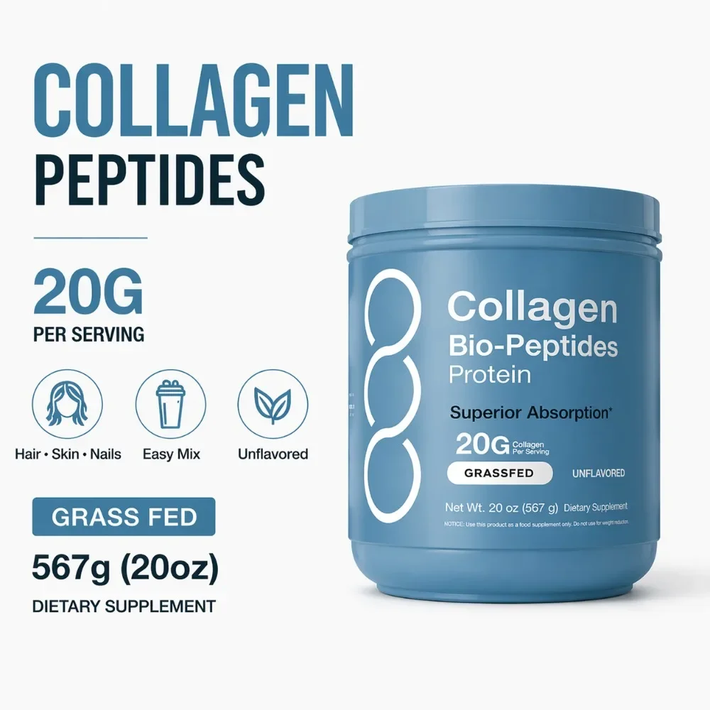 Collagen Peptides Powder Hydrolyzed Protein Unflavored Easy Mix Daily Beauty Nutrition Supplement High Protein Collagen Powder