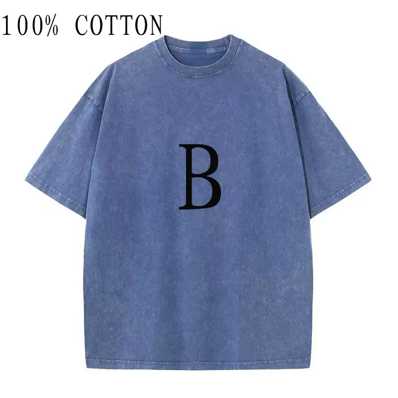 100% pure cotton short sleeved men and women can wear fashionable loose top with customizable patterns