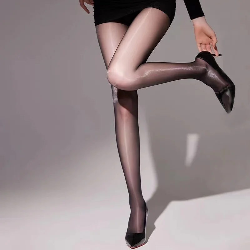 1 Pair of Solid Color Open 8D Smooth Pantyhose Oil Gloss Pantyhose High Waist Pantyhose Sexy