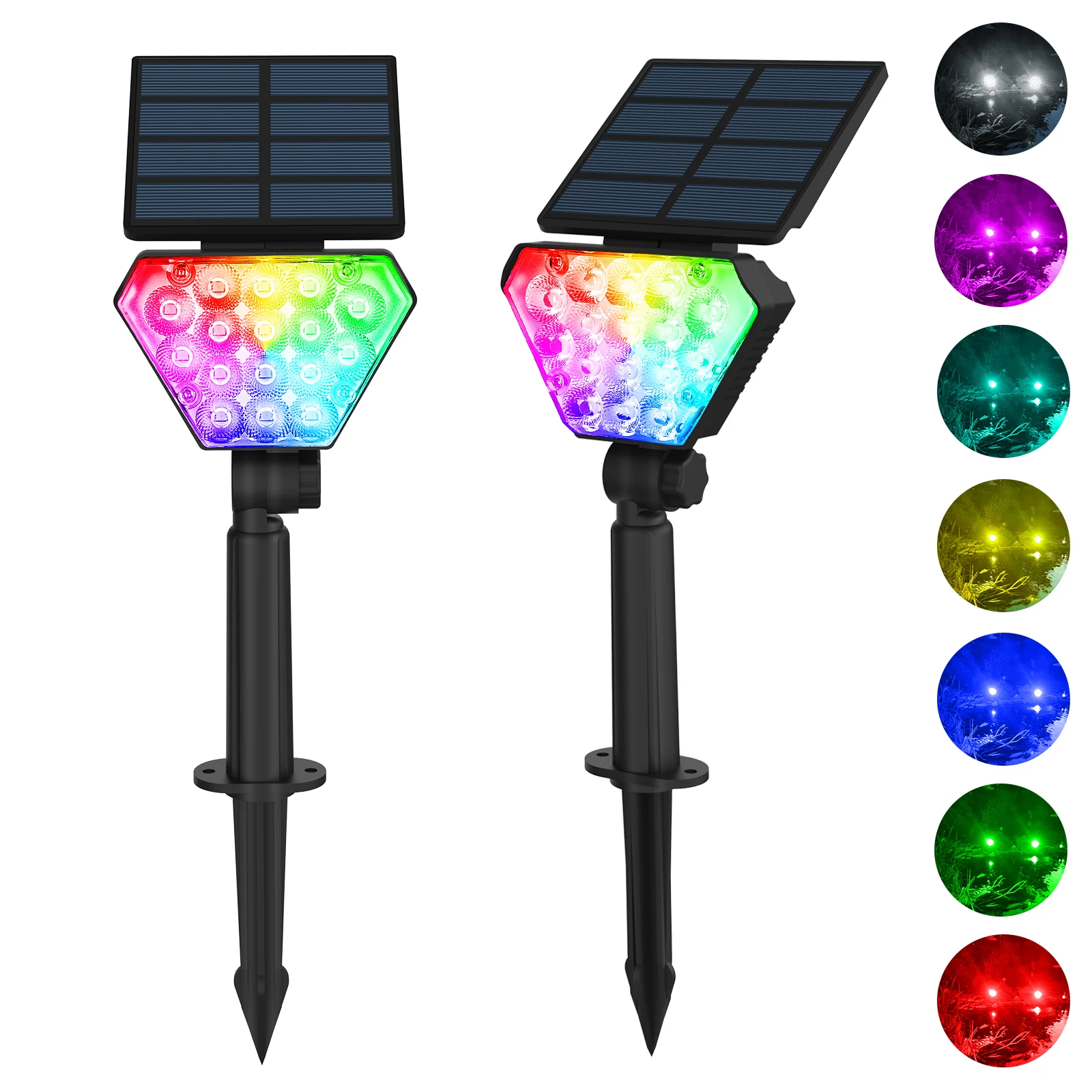 TSUN 2PCS Solar Spotlight Solar Garden Light Outdoor IP65 Solar Wall Light 7 Colors RGB Solar Lamp Light For Garden Decoration