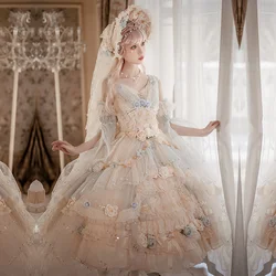 Sweet Lolita Op Dress Women Victorian Vintage Palace Forest Dancing Party Princess Dresses Girls Chic Lace Ruffles Fairy Dress