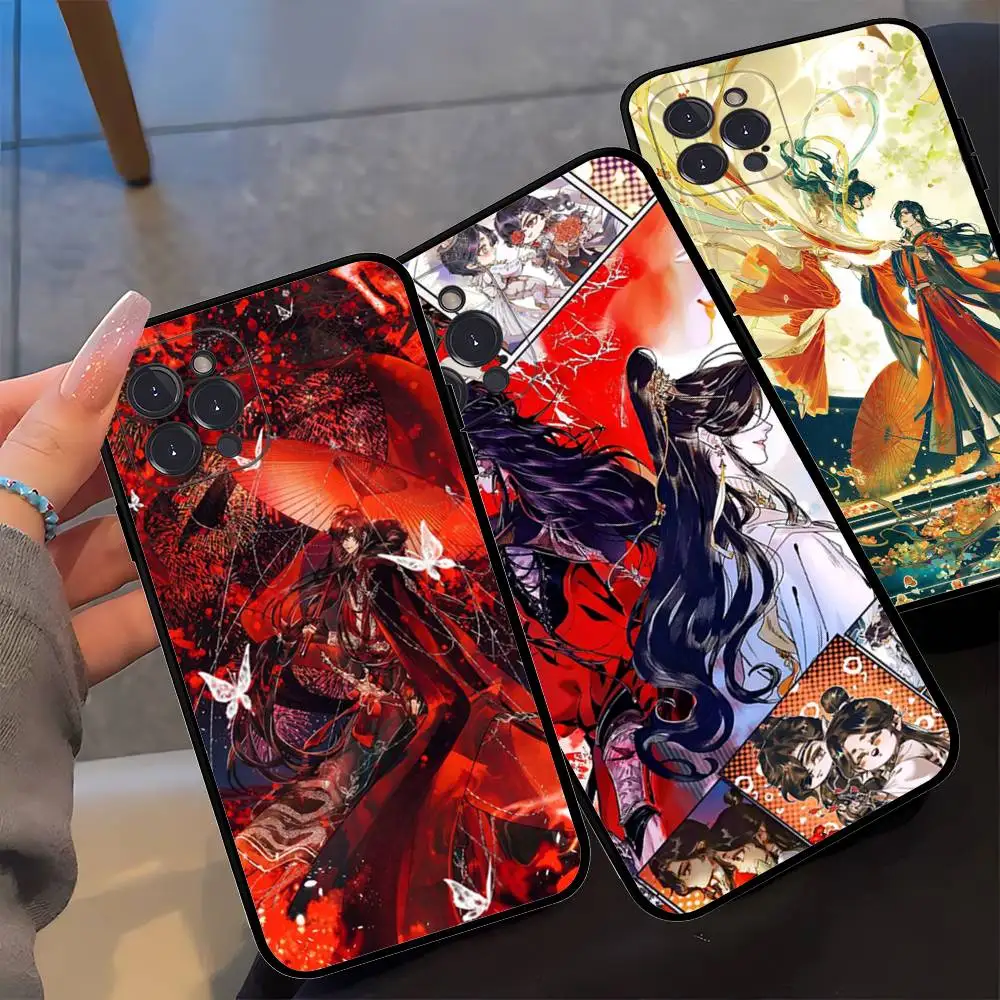 Heaven Officials Blessing für iPhone 17 16 15 14 13 12 11 Pro Max Plus stoßfeste schwarze weiche Handyhülle