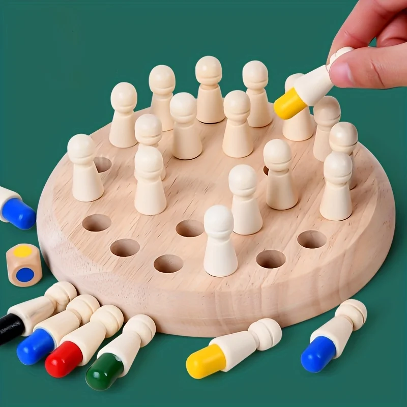 Wooden Color Memory Match Chess Toys Educational Logic Brainteaser For Kids Parent-Child Interaction Game Christmas Gifts