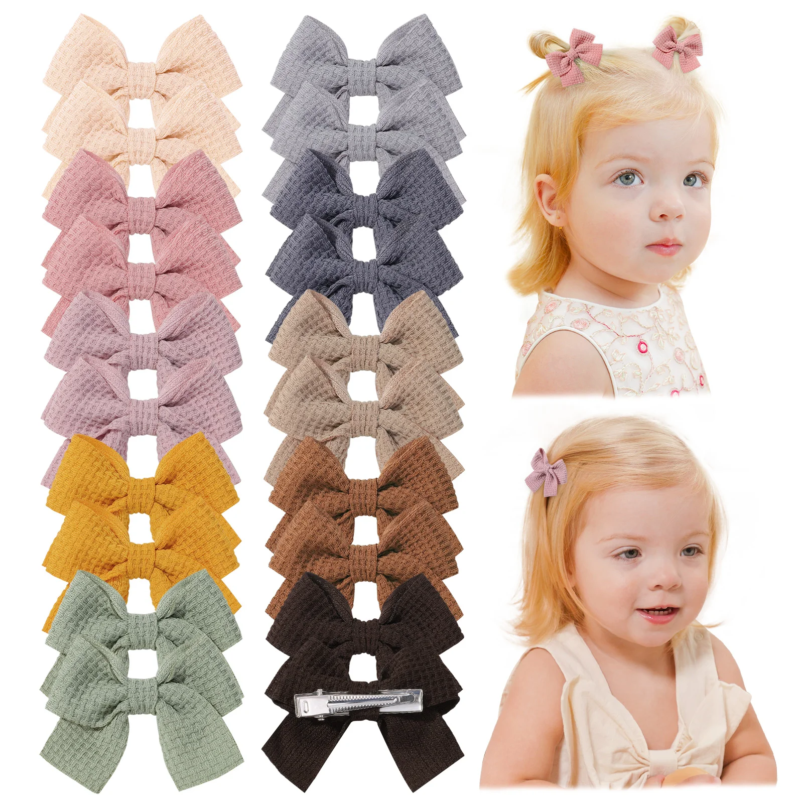 

10/20pcs Lovely 2'' Soft Cotton Hair Bows Clips for Baby Girls Cute Big Handmade Bowknot Hairgripe Headwear Kid Hair Accessories