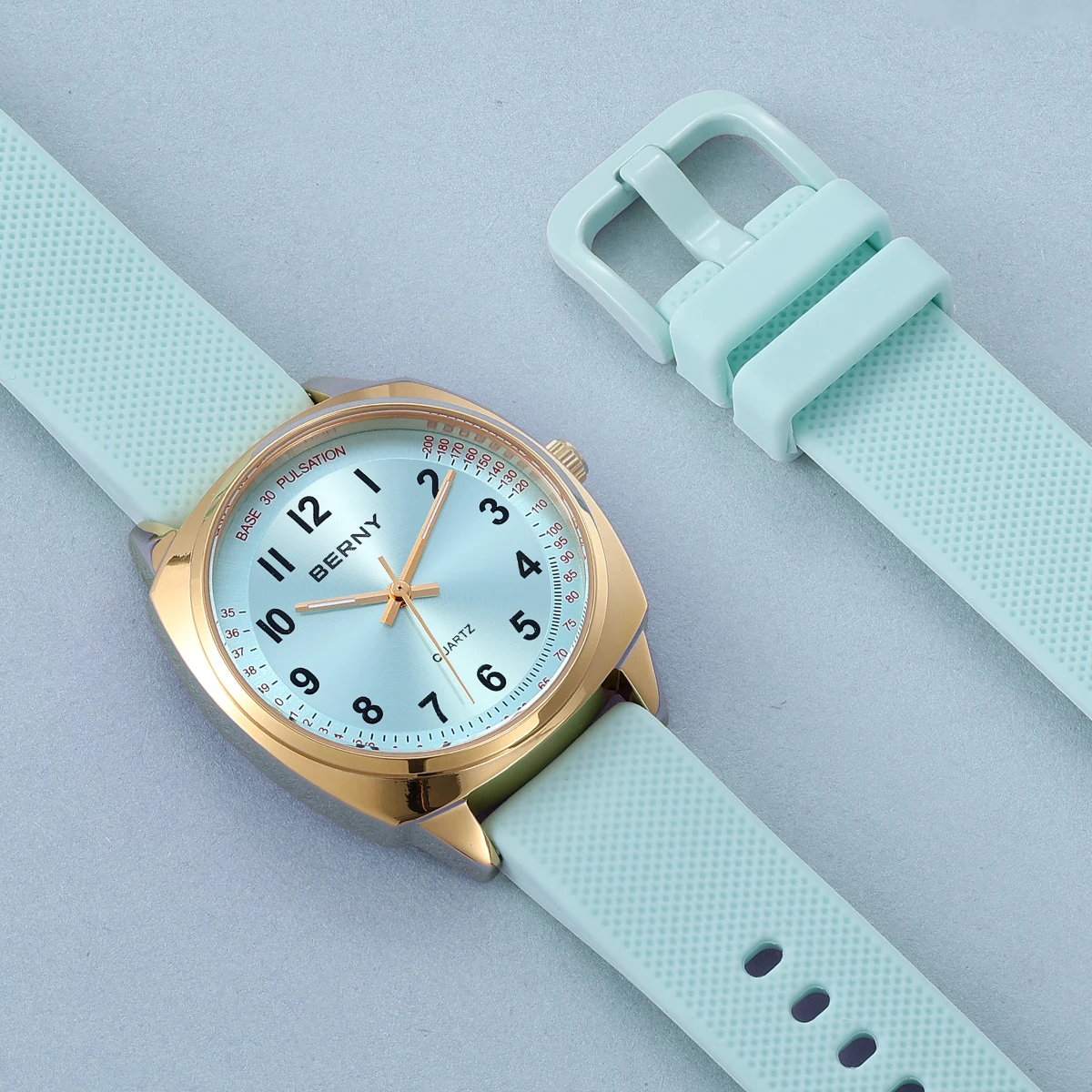 BERNY Damen-Armbanduhr, leuchtend, lässig, schlicht, Damen-Quarzuhr, S/S, weiches Silikonarmband, leicht ablesbar, modische Damen-Armbanduhr – Detail 11