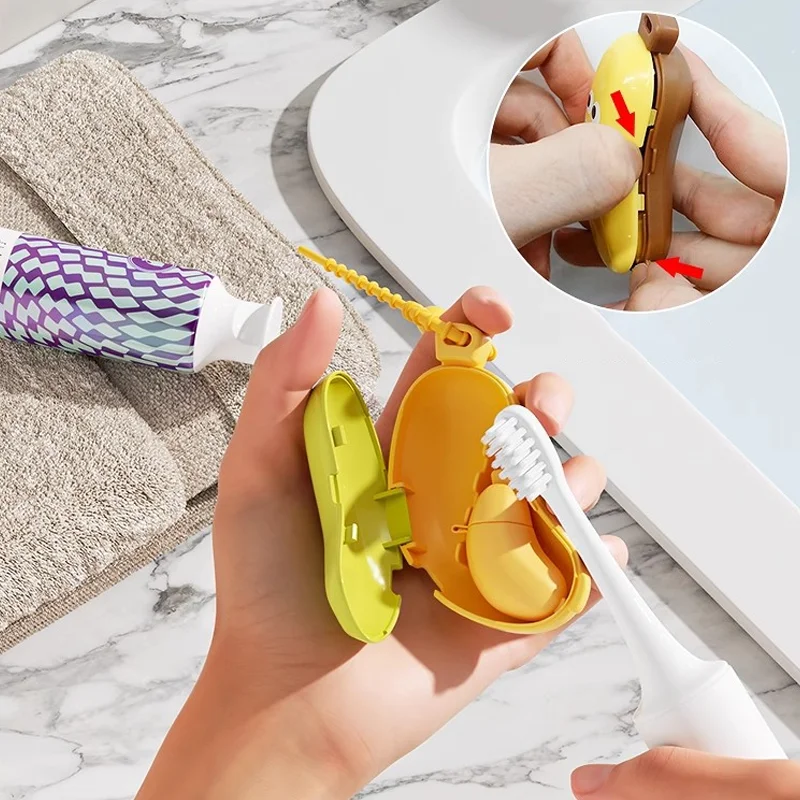 Banana Toothbrush Protective Cap with Toothpaste Storage Box - Compact and Convenient - Essential Toothbrush Cover for Travel