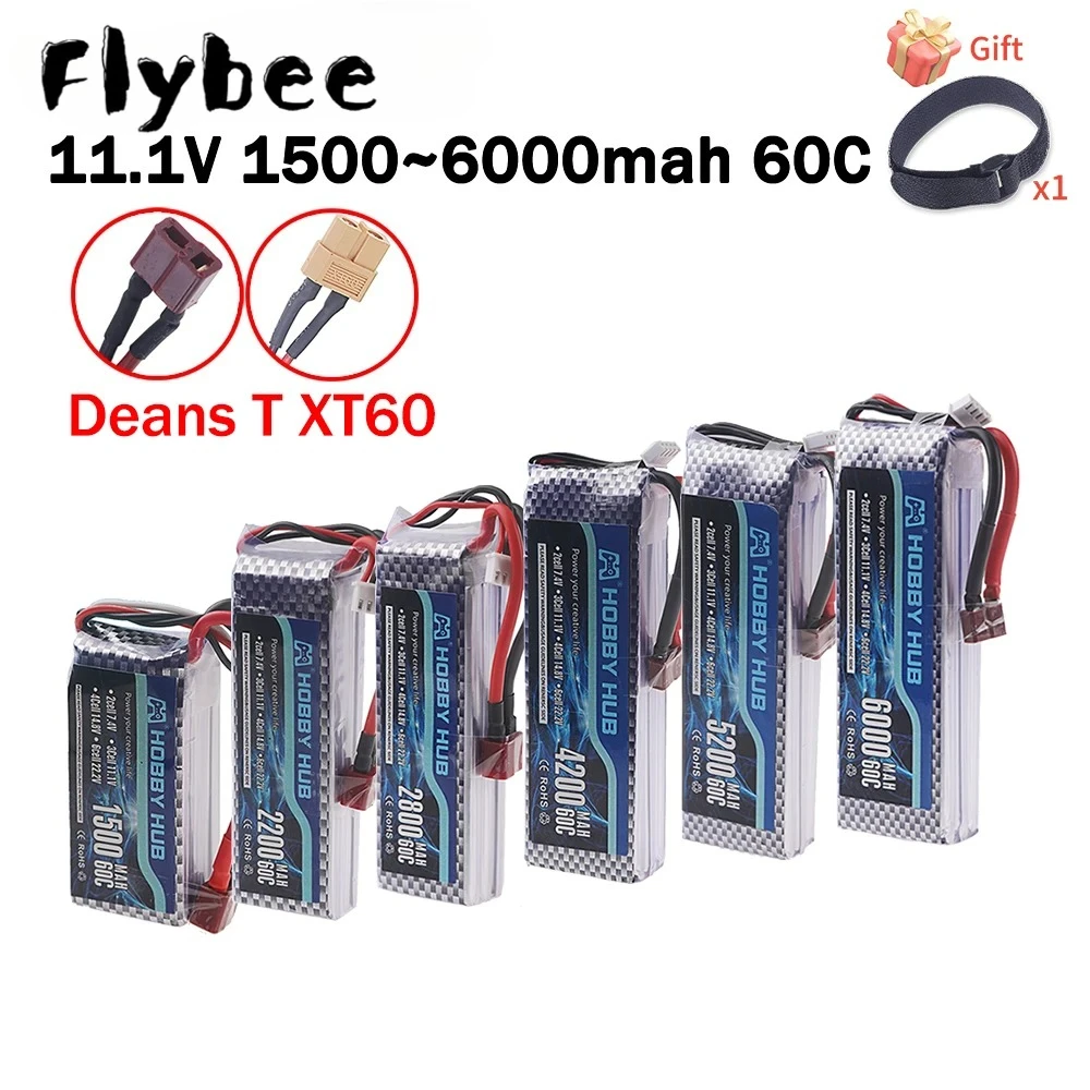 3S 11.1V 60C Lipo Battery 1500mAh 1800mah 2200mAh 2800mAh 4200mAh 5200mah 6000mAh For RC Racing Car Airplane Helicopter T/XT60