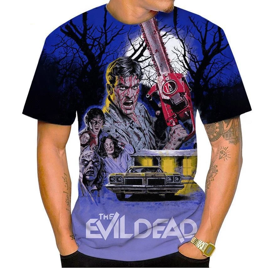 Hot Selling Horror Movie Evil Dead 3D Print Men\'s T-Shirt Personality Hip Hop Unisex Casual Funny T-Shirt Halloween Streetwear