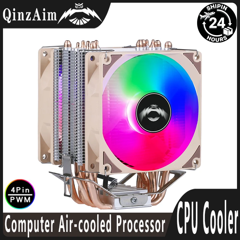 QiuzAim Komputerowy Cooler CPU z Wentylatorem, 2/4/6 Heat Pipe, Procesor Chłodzony Powietrzem 90mm, Kompatybilny z LGA2011 x79 x99 115X 1200 1700 AM4 AM5 2066