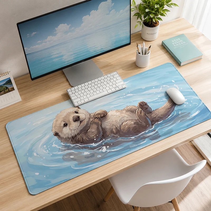 Mouse Pad Gamer Cute Otter XL HD Computer New Mousepad XXL keyboard pad Office Non-Slip Soft Office Accessories Mice Pad