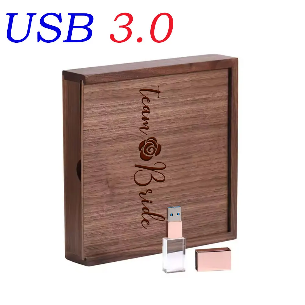 (Free Custom Laser Engraving LOGO) Wooden Album Box(4*6 inch Photo) and Wooden USB 3.0 Pendrive 64GB 32GB 16GB 8GB 4GB U Disk
