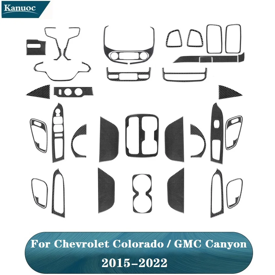 

Carbon Fiber Black Stickers Cover Trim Car Interior Decorative Accessories For Chevrolet Colorado / GMC Canyon 2015-2022