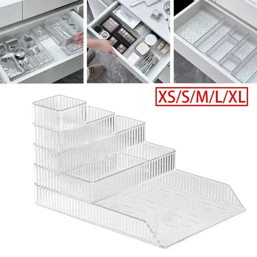 

New Transparent Desk Drawer Organizer PET Opening Design Desktop Storage Box Stackable Design Save Space Cosmetics Storage Rack