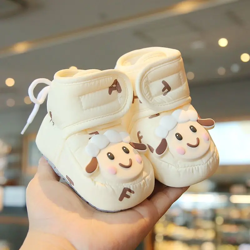 الشتاء الكرتون طفل الفتيان الفتيات الأحذية الكلب الأغنام لطيف أفخم الدافئة الرضع أحذية قطنية هوك حلقة المضادة للانزلاق لينة الوليد المشي الأحذية #2