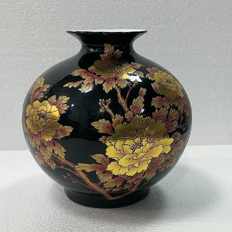 Chinese Style ceramics Vase Jingdezhen Black Porcelain Crystal Glaze Flower Vase Home decoration accessories Handmade Vases - view 5