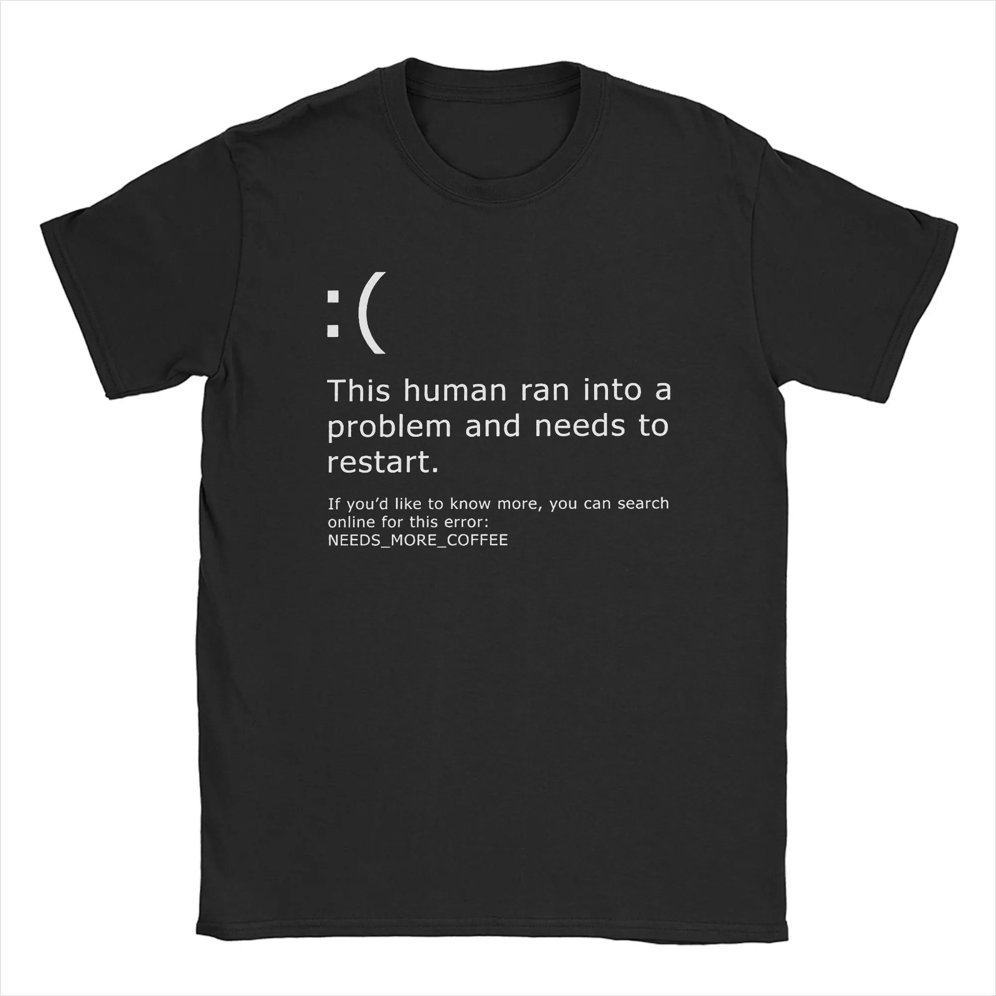 CHAMPRINT Männer T-Shirts Blue Screen of Death Coffee Error Vintage T-Shirt aus reiner Baumwolle Windows BSOD PC Nerd Geek T-Shirt Rundhals-Tops 3