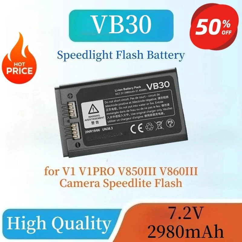 

High Quality 100% New VB30 7.2V 2980mAh Speedlight Flash Lithium Battery For V1 V1PRO V850III V860III Camera Speedlite Flash