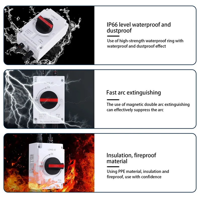 

Most-1200V DC 32A 4P Солнечная объединительная коробка Профессиональная мощность Солнечная фотоэлектрическая батарея Быстроразъемный переключатель постоянного тока