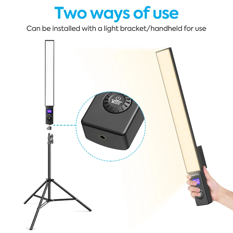 LED Video Lights Long Strip RGB 28 Colors 2500-6500k Photography Hand Held Tube Light With Carrying Bag Remote Control For Photo