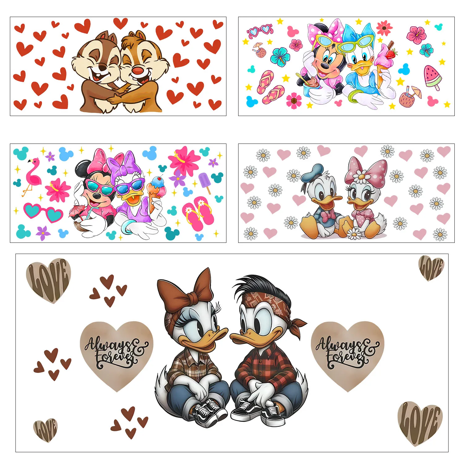 XOXO Lover Mickey Series easy peel waterproof DIY Decals 3D transfers uvdtf stickers 16oz uv dtf cup wraps for Libbey Glasses