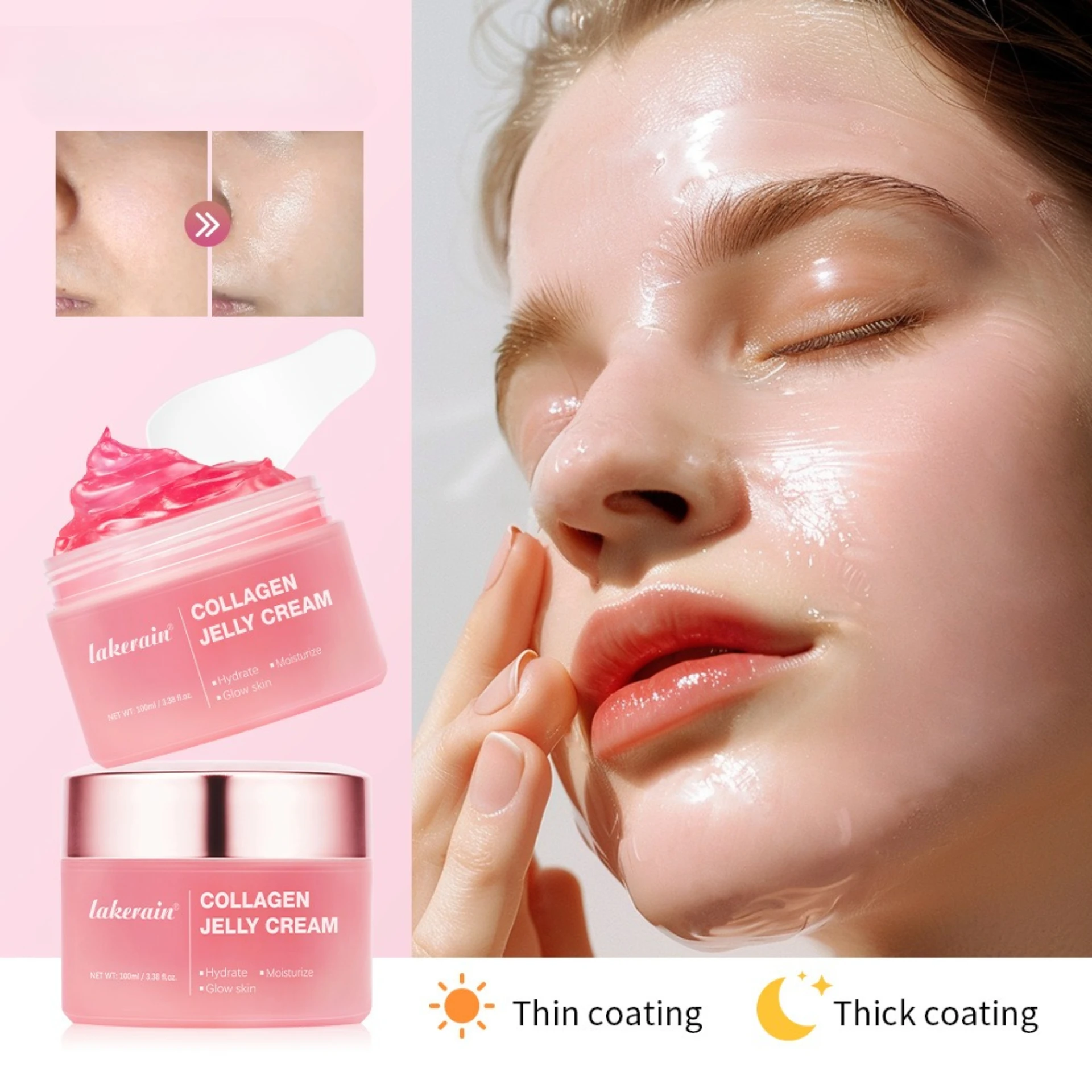 Collagen Jelly Cream Moisturizing & hydrating Gel Brightening Skin Tone Firming Niacinamide Hydrolyzed Collagen Cream Skincare